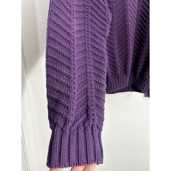 Purple Chevron Knit Sweater Crewneck Pullover Knitwear Long Sleeve - Picture 8 of 9